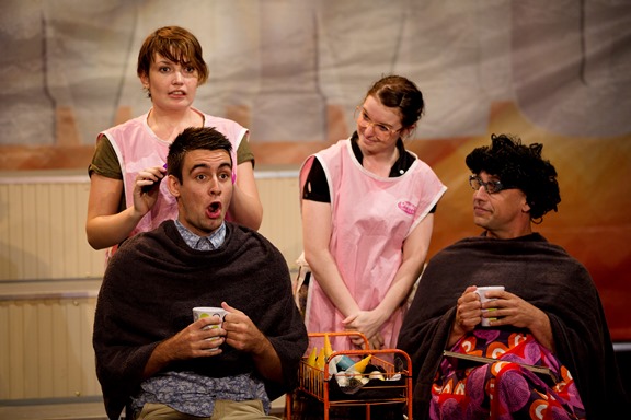 Photo from Fly-in Fly-out. Fours actors on stage. 